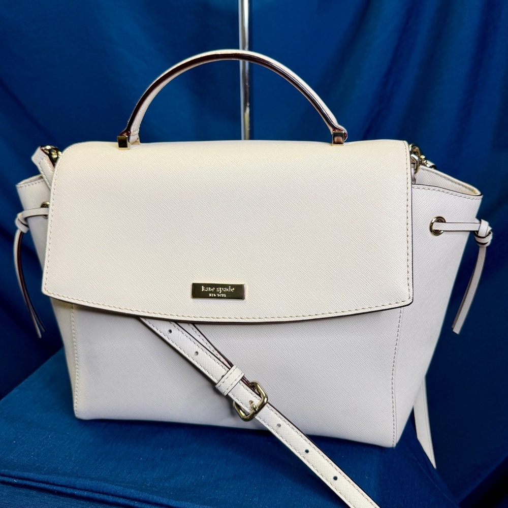 KATE SPADE Knott Off-White Ivory Cream Crossgrain Crossbody Satchel Bag